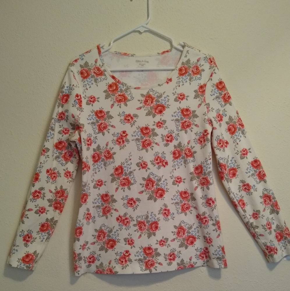 White Stag Off White, Rose Covered Floral Print Shirt Size 2X $12